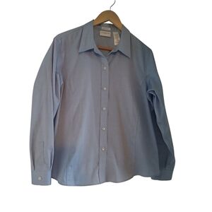 Liz Claiborne Button Down Shirt Chambray Blue Non Iron Soft Cotton 16 Petite